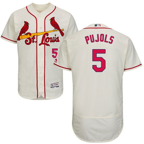 St.Louis Cardinals #5 Albert Pujols Cream Flexbase Authentic Collection Stitched Jersey Men's