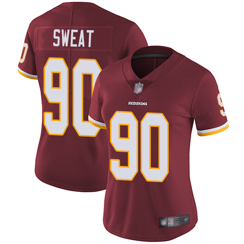Washington Commanders #90 Montez Sweat Burgundy Red Team Color Women's Stitched Vapor Untouchable Limited Jersey Womens