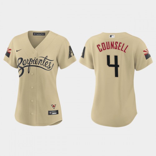 Arizona Arizona Diamondbacks #4 Craig Counsell Women's 2021 City Connect Jersey Gold Womens