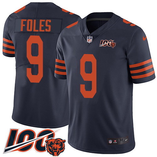 Chicago Bears #9 Nick Foles Navy Blue Alternate Youth Stitched 100th Season Vapor Untouchable Limited Jersey Youth