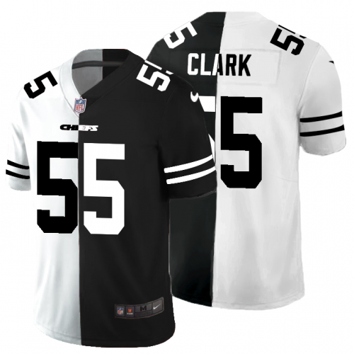 Kansas City Kansas City Chiefs #55 Frank Clark Men's Black V White Peace Split Vapor Untouchable Limited Jersey Men's
