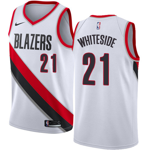 Portland Trail Blazers #21 Hassan Whiteside White Swingman Association Edition Jersey Mens