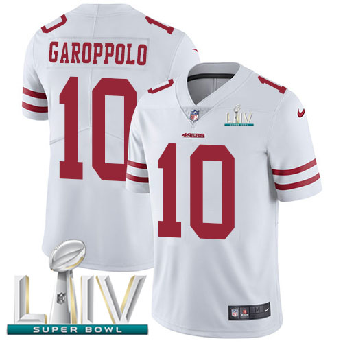 49ers #10 Jimmy Garoppolo White Super Bowl LIV 2020 Men's Stitched Vapor Untouchable Limited Jersey