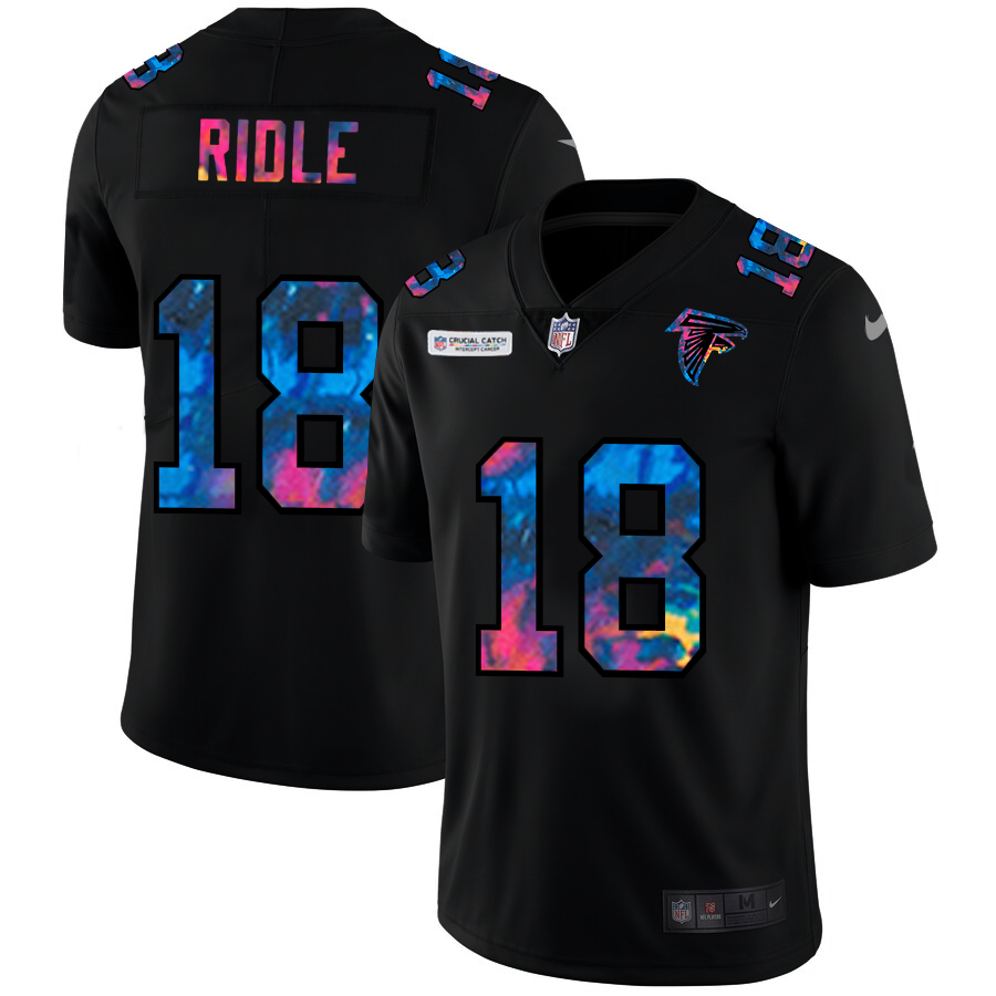 Atlanta Falcons #18 Calvin Ridley Men's Multi-Color Black 2020 Crucial Catch Vapor Untouchable Limited Jersey
