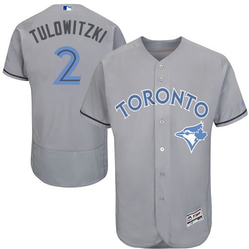 Toronto Blue Jays #2 Troy Tulowitzki Grey Flexbase Authentic Collection Father's Day Stitched Jersey Men's