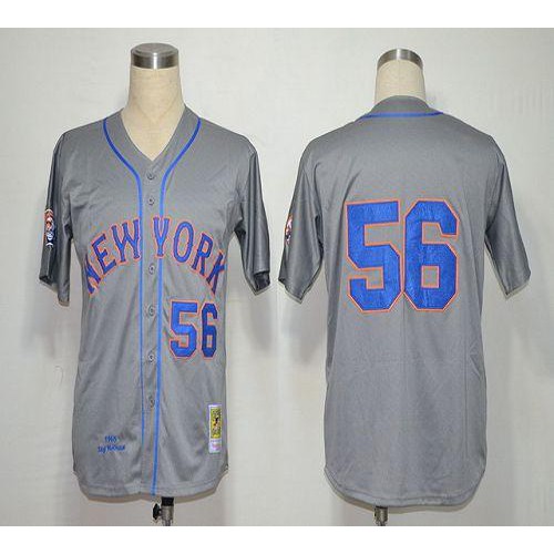 Mitchell And Ness 1965 New York Mets #56 Tug McGraw Grey Stitched Jersey Men's