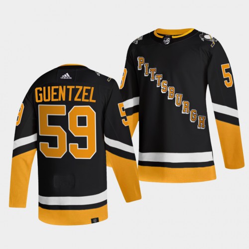 Adidas Pittsburgh Penguins #59 Jake Guentzel Men's 2021-22 Alternate Authentic Jersey - Black Men's