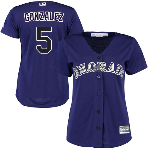 Colorado Rockies #5 Carlos Gonzalez Purple Alternate Women's Stitched Jersey Womens
