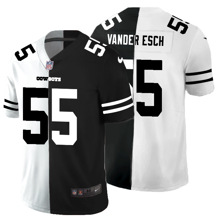 Dallas Cowboys #55 Leighton Vander Esch Men's Black V White Peace Split Vapor Untouchable Limited Jersey