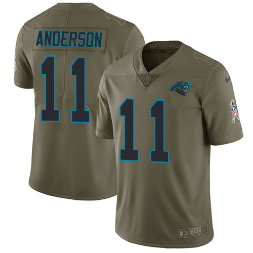 Carolina Panthers #11 Robby Anderson Olive Men's Stitched Limited 2017 Salute To Service Jersey Men's