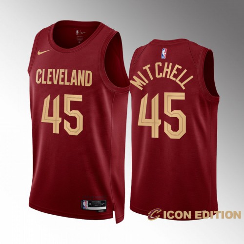 Cleveland Cleveland Cavaliers #45 Donovan Mitchell Mens Wine 2022-23 Icon Edition Jersey Mens