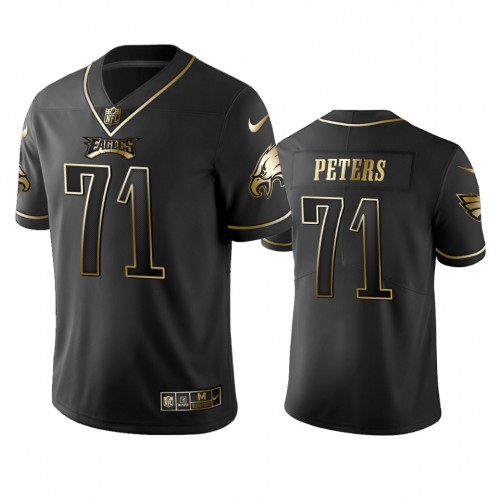 Philadelphia Eagles #71 Jason Peters Black Golden Limited Edition Stitched Jersey Men's