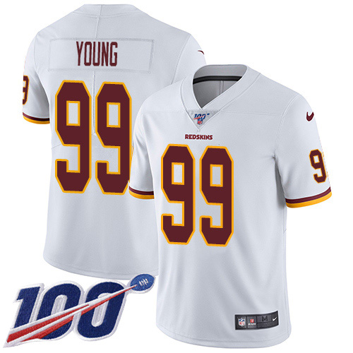 Commanders #99 Chase Young White Youth Stitched 100th Season Vapor Untouchable Limited Jersey