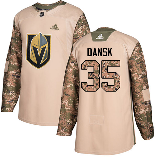 Adidas Golden Vegas Golden Knights #35 Oscar Dansk Camo Authentic 2017 Veterans Day Stitched Youth Jersey Youth