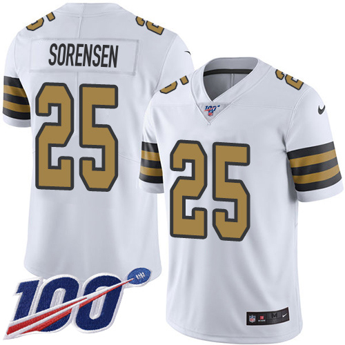 Saints #25 Daniel Sorensen White Youth Stitched Limited Rush 100th Season Jersey