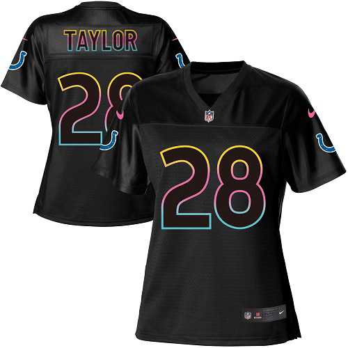 Colts #28 Jonathan Taylor Black Women's Fashion Game Jersey