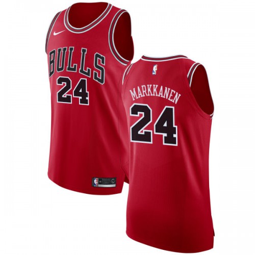 Chicago Bulls #24 Lauri Markkanen Red Authentic Icon Edition Jersey Mens