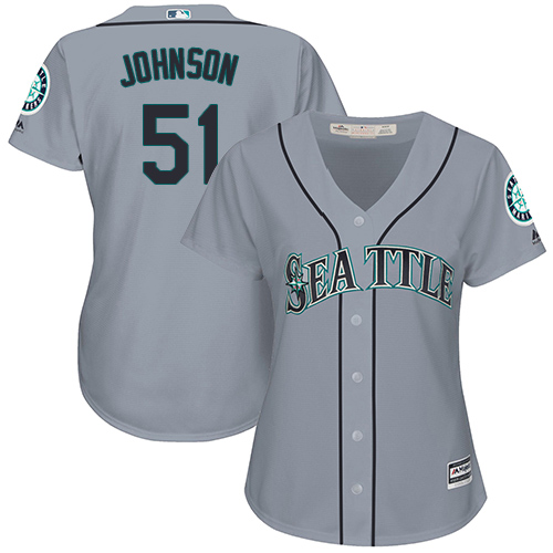 Seattle Mariners #51 Randy Johnson Grey Road Women's Stitched Jersey Womens