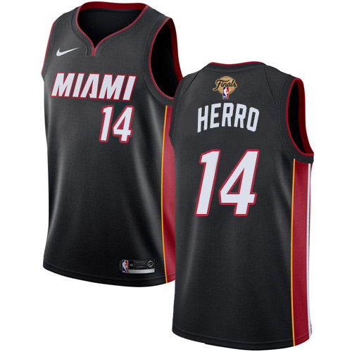 Miami Heat #14 Tyler Herro Black 2023 Finals Patch Swingman Icon Edition Jersey