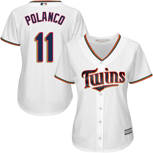Minnesota Twins #11 Jorge Polanco White Home Women's Stitched Jersey Womens