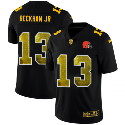 Cleveland Cleveland Browns #13 Odell Beckham Jr. Men's Black Golden Sequin Vapor Limited Jersey Men's
