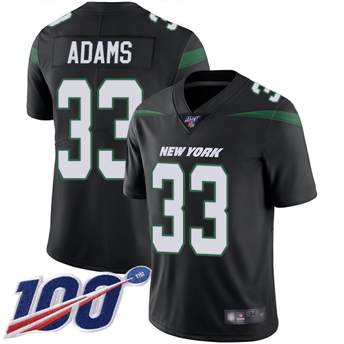 New York Jets #33 Jamal Adams Black Alternate Youth Stitched 100th Season Vapor Limited Jersey Youth