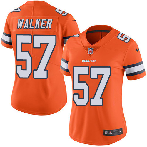 Denver Broncos #57 Demarcus Walker Orange Women's Stitched Limited Rush Jersey Womens