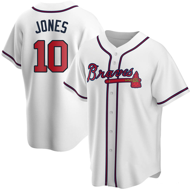 Men's Youth Women's Atlanta Braves #10 Chipper Jones Cool Base Home Jersey - White