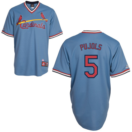 St.Louis Cardinals #5 Albert Pujols Blue Cooperstown Throwback Stitched Jersey Men's