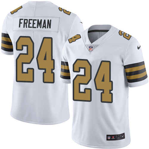 New Orleans Saints #24 Devonta Freeman White Men's Stitched Limited Rush Jersey Men's