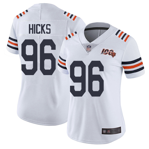 Chicago Bears #96 Akiem Hicks White Alternate Women's Stitched Vapor Untouchable Limited 100th Season Jersey Womens