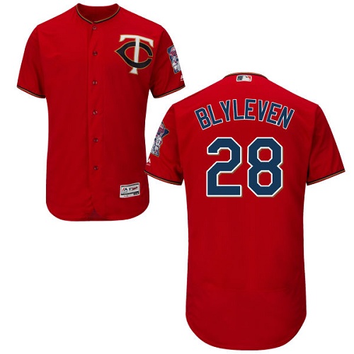 Minnesota Twins #28 Bert Blyleven Red Flexbase Authentic Collection Stitched Jersey Men's