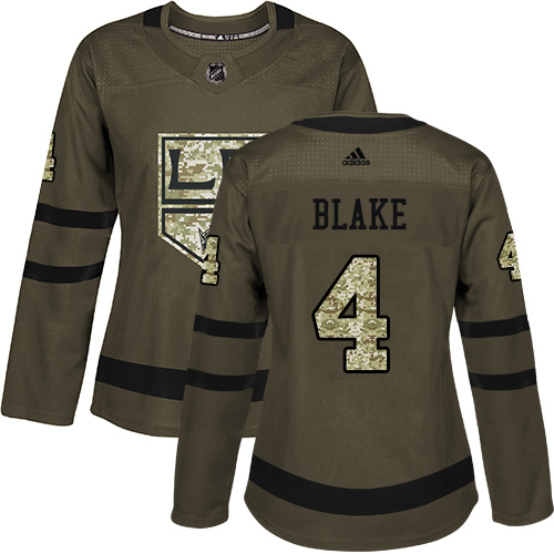 Adidas Los Angeles Kings #4 Rob Blake Green Salute to Service Women's Stitched Jersey Womens