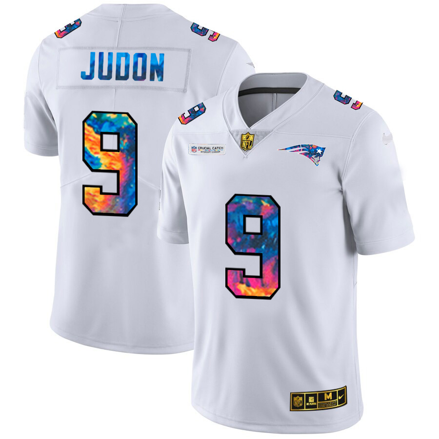 New England Patriots #9 Matt Judon Men's White Multi-Color 2020 Crucial Catch Limited Jersey