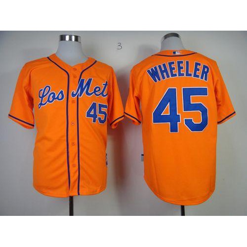 Mets #45 Zack Wheeler Orange Los New York Mets Cool Base Stitched Jersey Men's