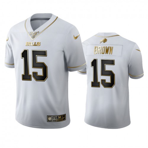 Buffalo Buffalo Bills #15 John Brown Men's White Golden Edition Vapor Limited 100 Jersey Men's