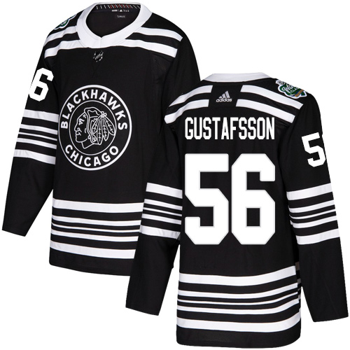 Adidas Chicago Blackhawks #56 Erik Gustafsson Black Authentic 2019 Winter Classic Stitched Youth Jersey Youth