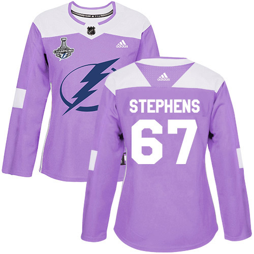 Adidas Tampa Bay Lightning #67 Mitchell Stephens Purple Authentic Fights Cancer Women's 2020 Stanley Cup Champions Stitched Jersey Womens
