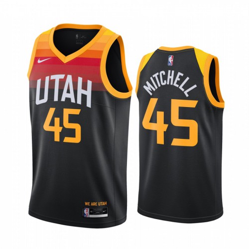 Utah Jazz #45 Donovan Mitchell Black Swingman 2020-21 City Edition Jersey Mens