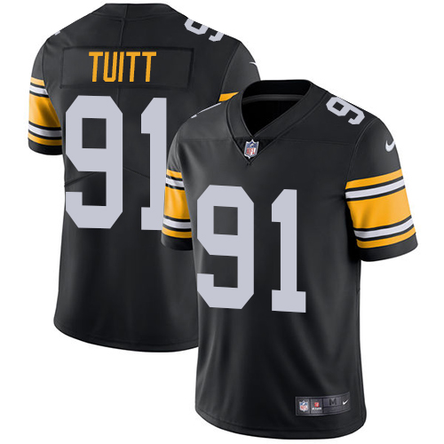 Pittsburgh Steelers #91 Stephon Tuitt Black Alternate Youth Stitched Vapor Untouchable Limited Jersey Youth