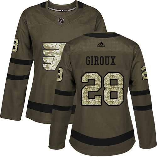 Adidas Philadelphia Flyers #28 Claude Giroux Green Salute to Service Women's Stitched Jersey Womens