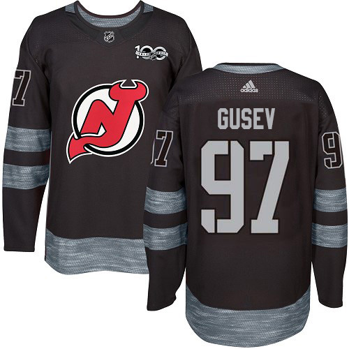 Adidas New Jersey Devils #97 Nikita Gusev Black 1917-2017 100th Anniversary Stitched Jersey Men's