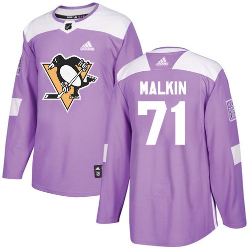 Adidas Pittsburgh Penguins #71 Evgeni Malkin Purple Authentic Fights Cancer Stitched Youth Jersey Youth