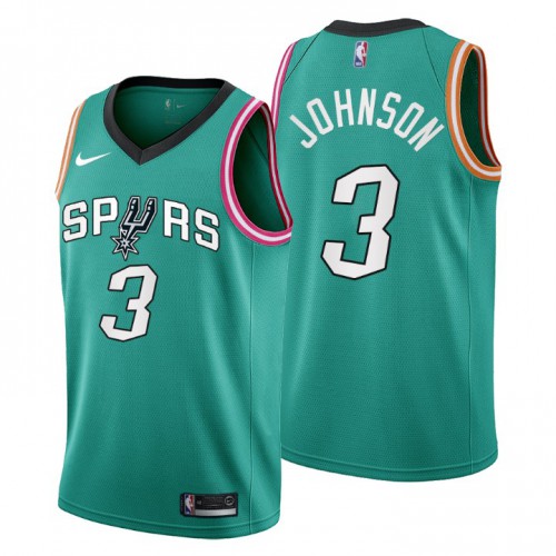 San Antonio Spurs #3 Keldon Johnson Mens 2022-23 City Edition Jersey - Cherry Blossom Teal Mens