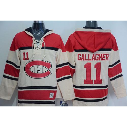 Montreal Canadiens #11 Brendan Gallagher Cream Sawyer Hooded Sweatshirt Stitched Jersey Men's