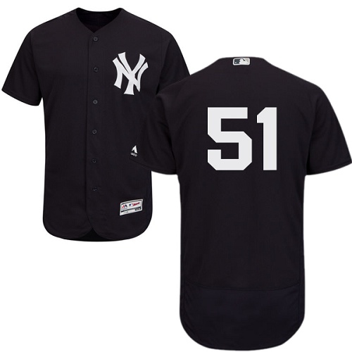 New York Yankees #51 Bernie Williams Navy Blue Flexbase Authentic Collection Stitched Jersey Men's