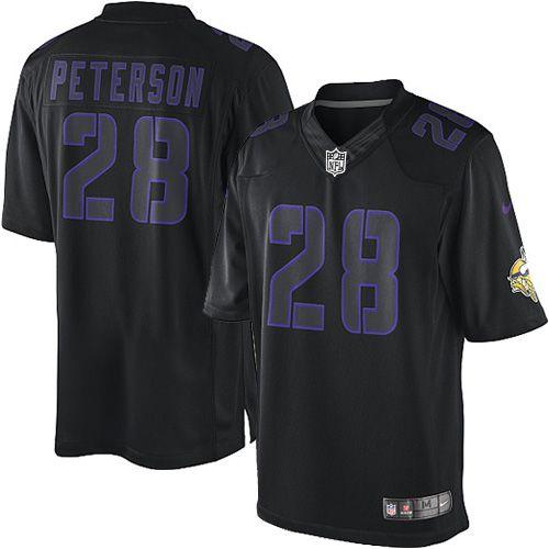 Minnesota Vikings #28 Adrian Peterson Black Men's Stitched Impact Limited Jersey Men's