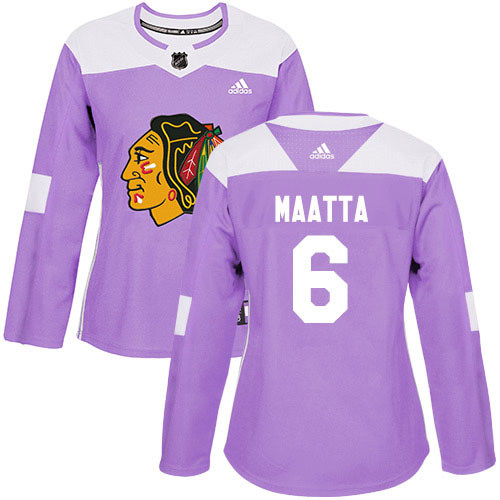 Adidas Chicago Blackhawks #6 Olli Maatta Purple Authentic Fights Cancer Women's Stitched Jersey Womens