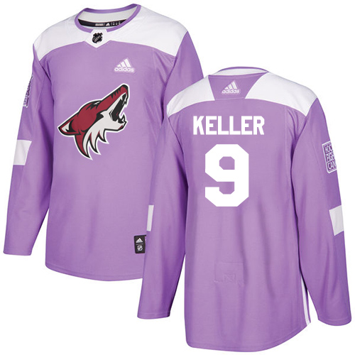 Adidas Arizona Coyotes #9 Clayton Keller Purple Authentic Fights Cancer Stitched Jersey Men's