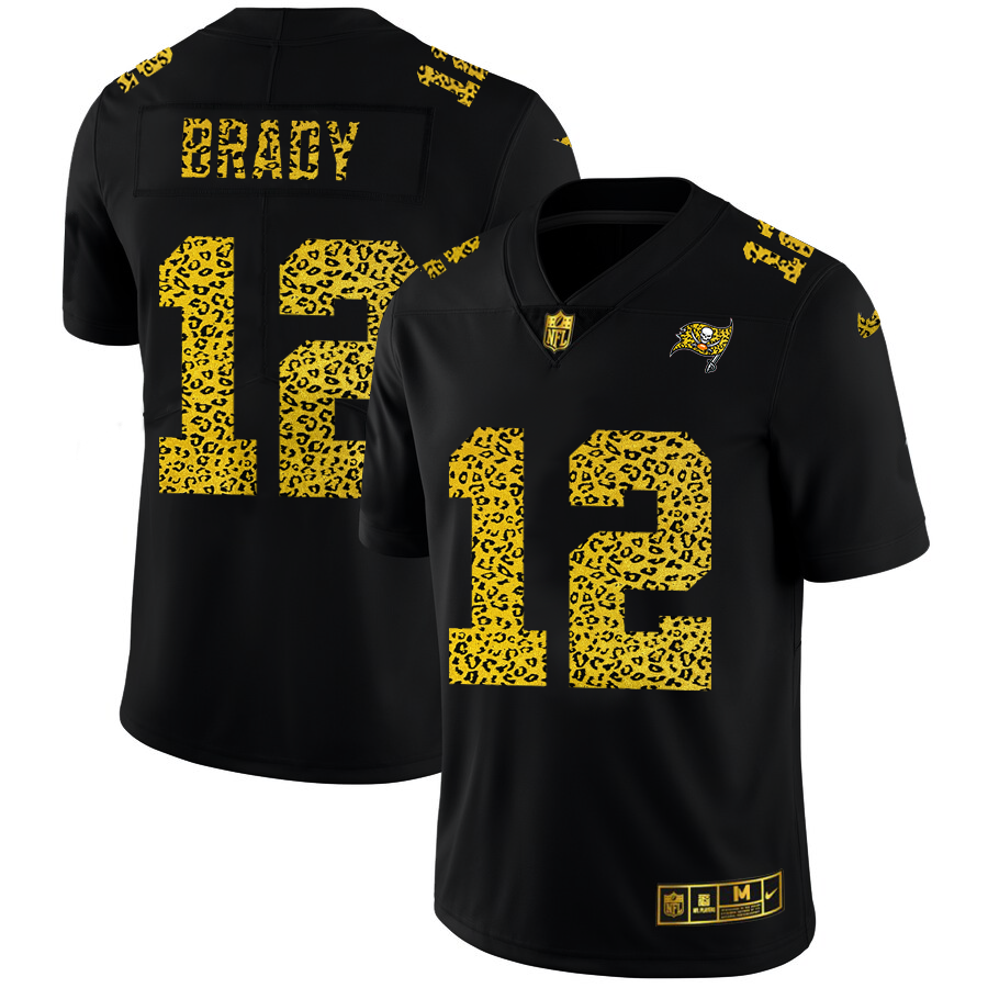 Tampa Bay Buccaneers #12 Tom Brady Men's Leopard Print Fashion Vapor Limited Jersey Black